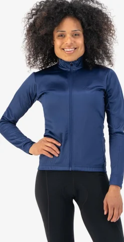 DamskakoszulkarowerowaRogelliCOREzoddychającymibokamiidługimrękawem,ciemnoniebieska